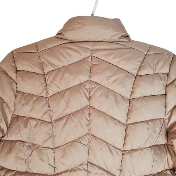 Ci Sono Full Zip Winter Packable Quilted Lined Puffer Jacket Coat Taupe Large - Picture 5 of 11